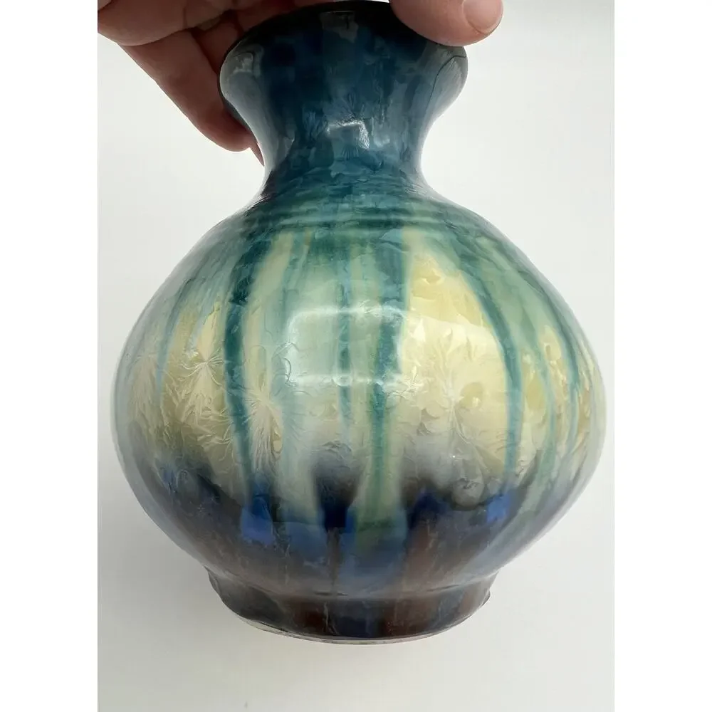 Bill Campbell Studio Art Pottery Crystalline Glazed Vase 5.5” Artist Signed